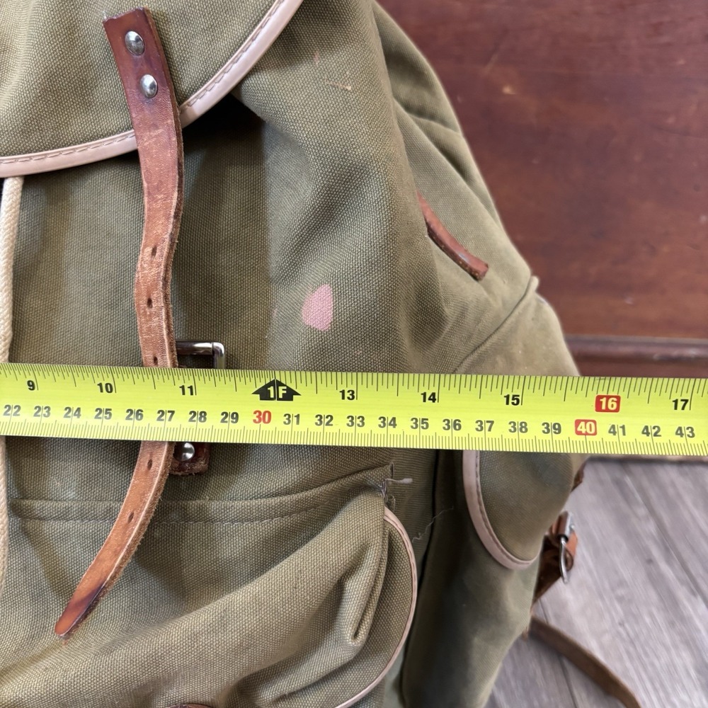 Vintage Rare Army Military Metal Framed Canvas Leather Backpack Ruck Sack - Picture 8 of 16